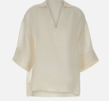 ELEVENTY Camicia oversize in lino WHITE Donna 