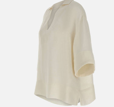 ELEVENTY Camicia oversize in lino WHITE Donna 