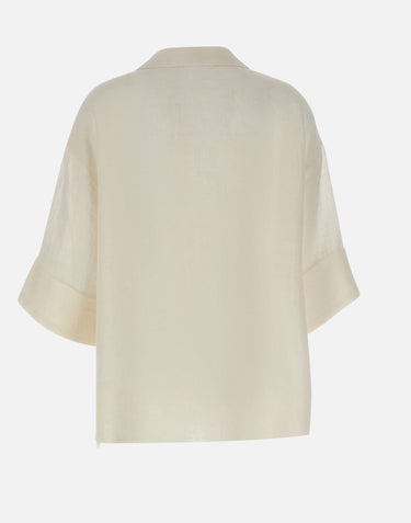 ELEVENTY Camicia oversize in lino WHITE Donna 