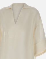 ELEVENTY Camicia oversize in lino WHITE Donna 