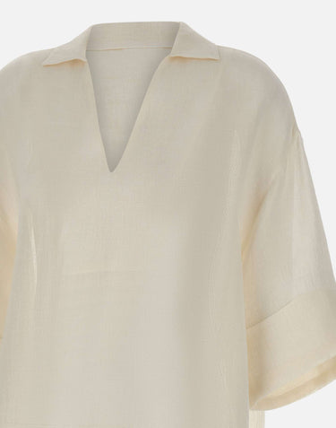 ELEVENTY Camicia oversize in lino WHITE Donna 
