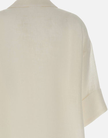 ELEVENTY Camicia oversize in lino WHITE Donna 