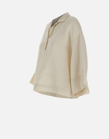 ELEVENTY Camicia in misto lino WHITE Donna 