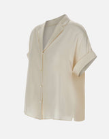 ELEVENTY Camicia in seta a maniche corte WHITE Donna 