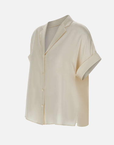 ELEVENTY Camicia in seta a maniche corte WHITE Donna 