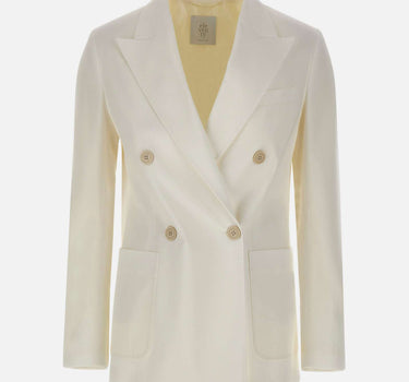 ELEVENTY Blazer doppiopetto in cotone WHITE Donna 