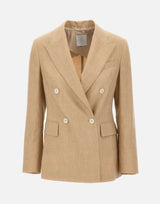 ELEVENTY Blazer doppiopetto misto lino e lana BEIGE Donna 