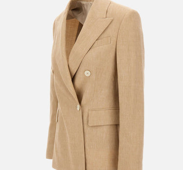ELEVENTY Blazer doppiopetto misto lino e lana BEIGE Donna 