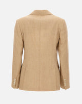 ELEVENTY Blazer doppiopetto misto lino e lana BEIGE Donna 