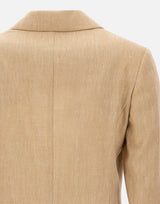 ELEVENTY Blazer doppiopetto misto lino e lana BEIGE Donna 