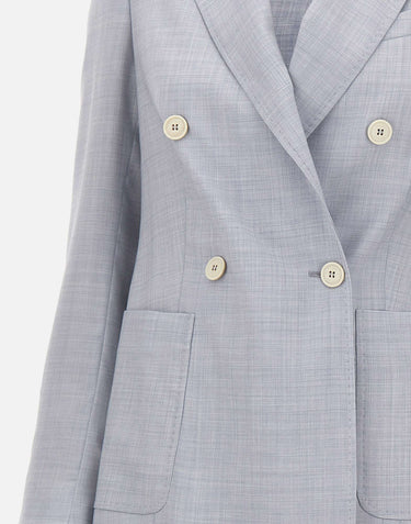 Blazer doppiopetto in misto lana e seta M85GIAJ03 TES0M046130 ELEVENTY 