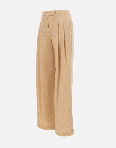 ELEVENTY Pantaloni palazzo in misto lino e lana BEIGE Donna 