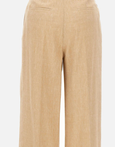 ELEVENTY Pantaloni palazzo in misto lino e lana BEIGE Donna 