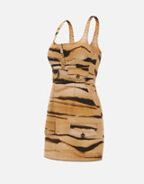 Mini abito in drill con stampa tigre AB95962E2 470 ELISABETTA FRANCHI 