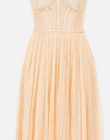 ELISABETTA FRANCHI Abito a campana in pizzo Pink Donna 