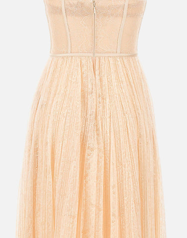 ELISABETTA FRANCHI Abito a campana in pizzo Pink Donna 