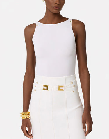 Body in jersey crêpe con dettagli logo BO03462E2 360 ELISABETTA FRANCHI 