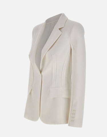 Giacca in doppio crêpe stretch con motivi a taglio vivo GI21661E2 360 ELISABETTA FRANCHI 