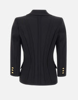 Giacca in doppio crêpe stretch con motivi a taglio vivo GI21861E2 110 ELISABETTA FRANCHI 
