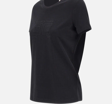ELISABETTA FRANCHI T-shirt in jersey con logo ricamato BLACK Donna 
