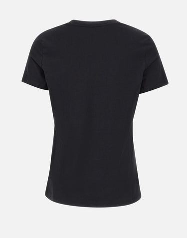 ELISABETTA FRANCHI T-shirt in jersey con logo ricamato BLACK Donna 