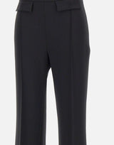 Pantaloni in doppio crêpe stretch con logo ricamato PA17161E2 110 ELISABETTA FRANCHI 
