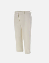 Pantaloni in crêpe leggero con bande in raso PA17561E2 360 ELISABETTA FRANCHI 