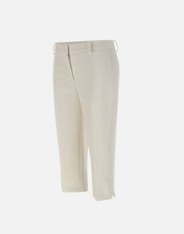 Pantaloni in crêpe leggero con bande in raso PA17561E2 360 ELISABETTA FRANCHI 