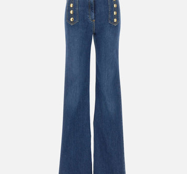 ELISABETTA FRANCHI Jeans a palazzo con bottoni BLUE Donna 