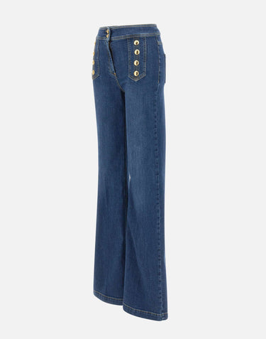 ELISABETTA FRANCHI Jeans a palazzo con bottoni BLUE Donna 
