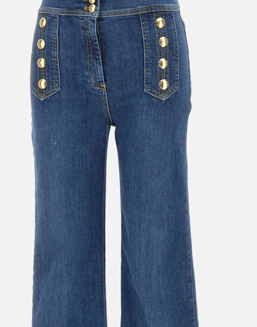 ELISABETTA FRANCHI Jeans a palazzo con bottoni BLUE Donna 