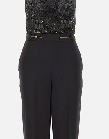 Tuta in crêpe con ricami TU06662E2 110 ELISABETTA FRANCHI 