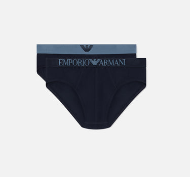 EMPORIO ARMANI Set due slip in cotone stretch BLUE Uomo 
