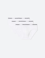 EMPORIO ARMANI Set tre slip in cotone stretch WHITE Uomo 