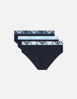 EMPORIO ARMANI Set tre slip in cotone stretch BLUE Uomo 