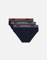 EMPORIO ARMANI Set tre pack slip in cotone stretch BLUE Uomo 