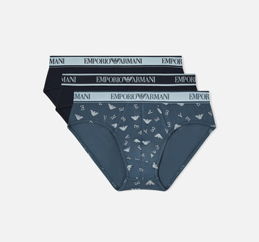 EMPORIO ARMANI Set tre pack slip in cotone stretch BLUE Uomo 