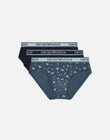 EMPORIO ARMANI Set tre pack slip in cotone stretch BLUE Uomo 