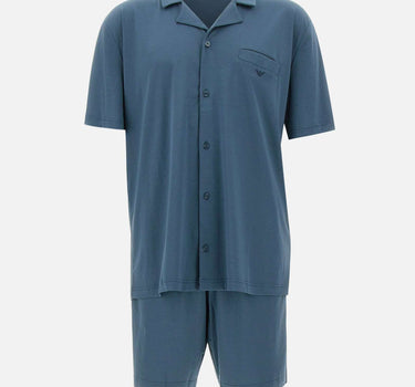 EMPORIO ARMANI Pigiama con bermuda in jersey interlock BLUE Uomo 