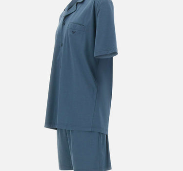 EMPORIO ARMANI Pigiama con bermuda in jersey interlock BLUE Uomo 