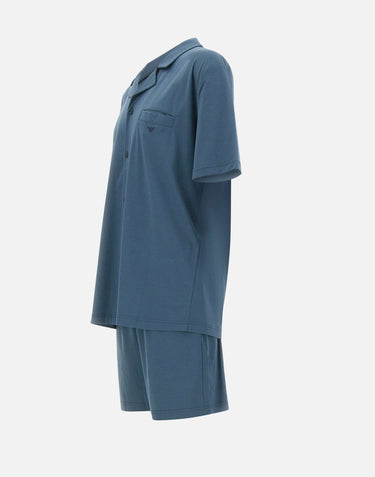 EMPORIO ARMANI Pigiama con bermuda in jersey interlock BLUE Uomo 