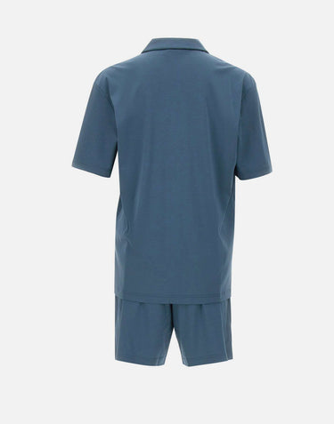EMPORIO ARMANI Pigiama con bermuda in jersey interlock BLUE Uomo 