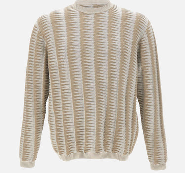 EMPORIO ARMANI Maglione con motivo jacquard bicolore BEIGE Uomo 