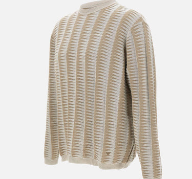 EMPORIO ARMANI Maglione con motivo jacquard bicolore BEIGE Uomo 