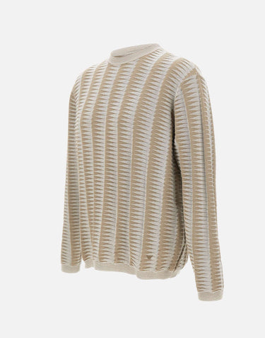 EMPORIO ARMANI Maglione con motivo jacquard bicolore BEIGE Uomo 