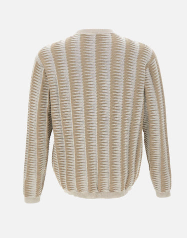 EMPORIO ARMANI Maglione con motivo jacquard bicolore BEIGE Uomo 