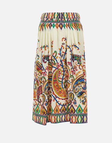 Gonna midi plissé in cotone con stampa paisley floreale WRFA0112 99SP5I0X0800 ETRO 