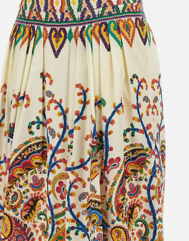 Gonna midi plissé in cotone con stampa paisley floreale WRFA0112 99SP5I0X0800 ETRO 