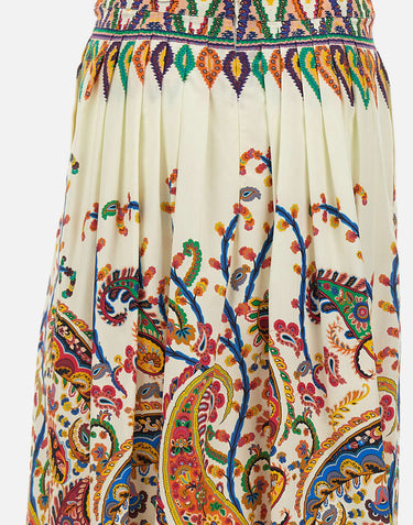 Gonna midi plissé in cotone con stampa paisley floreale WRFA0112 99SP5I0X0800 ETRO 