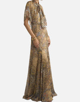 Abito lungo in seta con foulard e motivo paisley animalier WRHA0527 99SP1K8X0826 ETRO 